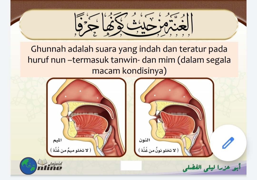 Makhraj Ghunnah (sumber gambar : Modul Dauroh Syarah Muqaddimah Jazariyyah)